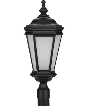 Crawford 1-Light Traditional Etched Glass Outdoor Post Light Textured Black