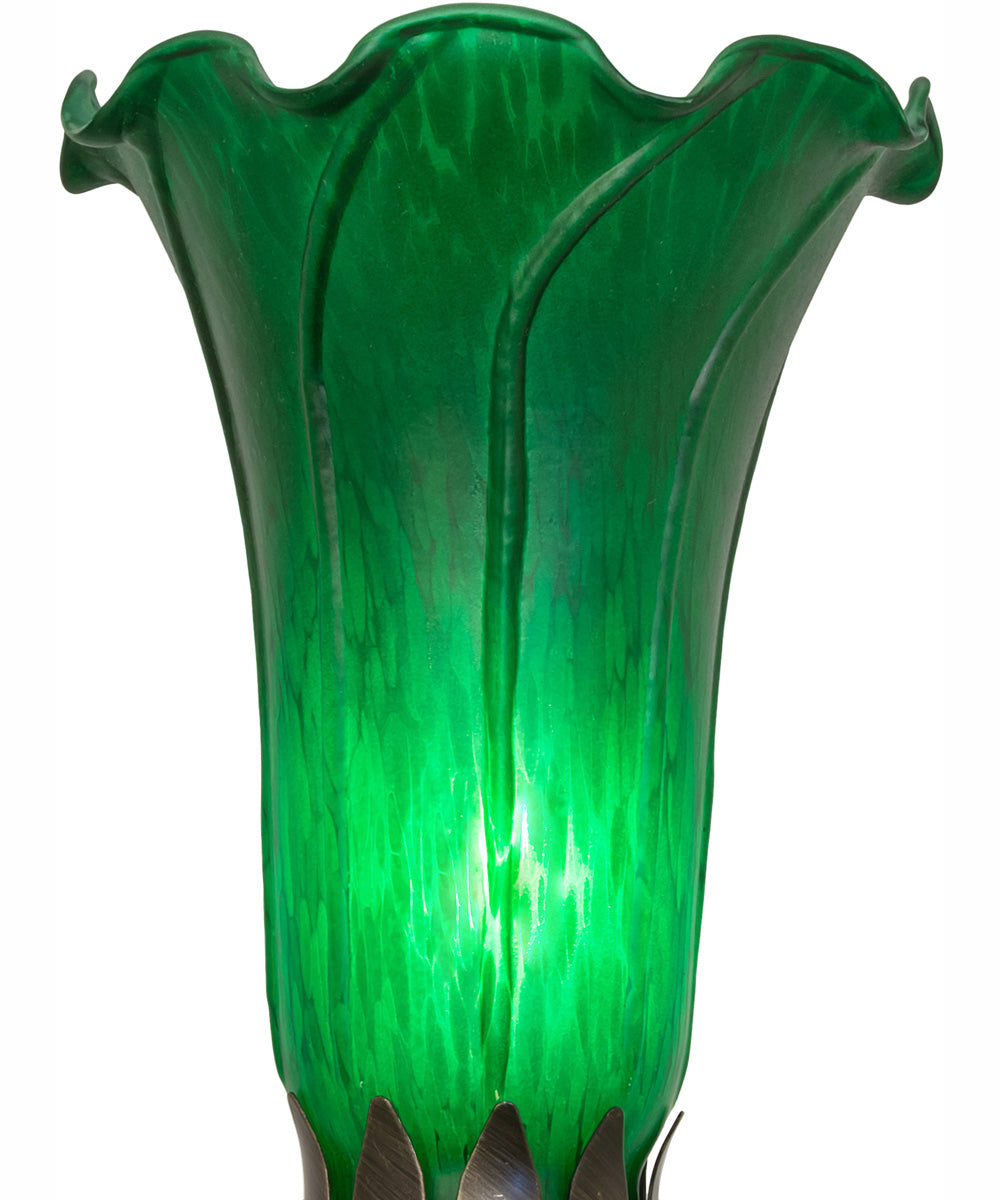15" High Green Tiffany Pond Lily Nouveau Lady Accent Lamp