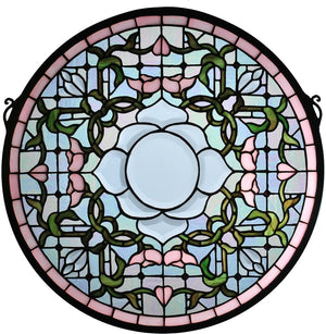 20"H Tulip Bevel Medallion Stained Glass Window