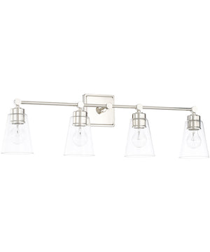 4-Light Vanity In Polished Nickel With Clear Glass