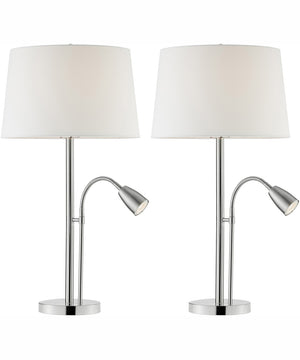 Nanette 1-Light 2 Pack-Table Lamp With Reading Brushed Nickel/White Linen