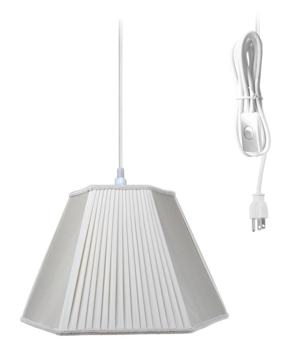 16"W Hanging Swag Pendant Plug-In One Light Beige/Eggshell Shade