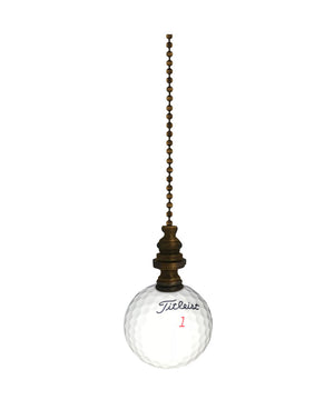 Golf Ball Ceiling Fan Pull, 2.25"h with 12" Antiqued Brass Chain