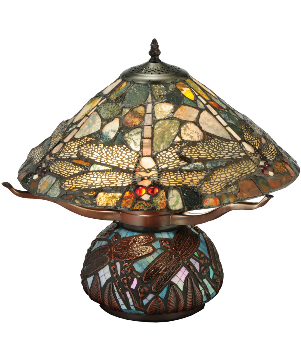 17"H Dragonfly Cut Agata Table Lamp