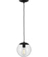 Atwell 8-inch Clear Glass Globe Small Hanging Pendant Light Matte Black
