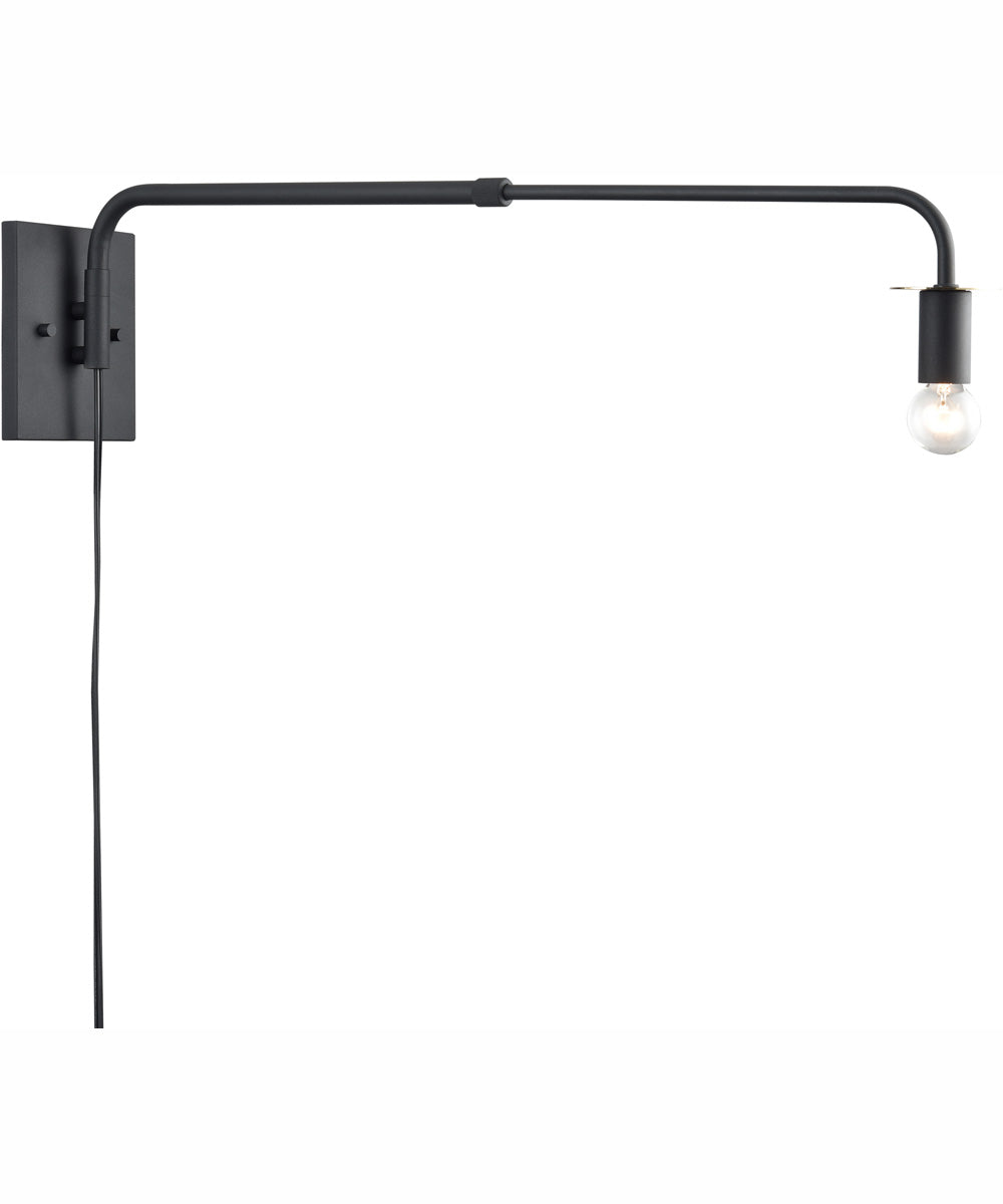 Milla 1-Light Plug In Swing Arm Sconce - Charcoal Black, 5"W