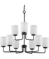 Merry 9-Light Etched Glass Transitional Style Chandelier Light Matte Black