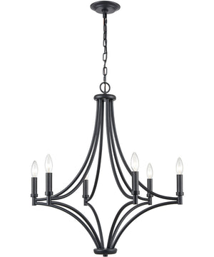 Spanish Villa 6-Light chandelier  Charcoal / Candle covers: Charcoal, Satin Brass, Satin Nickel