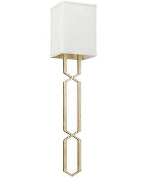 1-Light Sconce In Winter Gold With Decorative White Fabric Stay-Straight Shade
