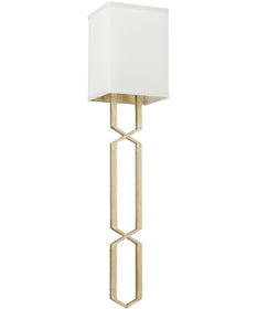 1-Light Sconce In Winter Gold With Decorative White Fabric Stay-Straight Shade