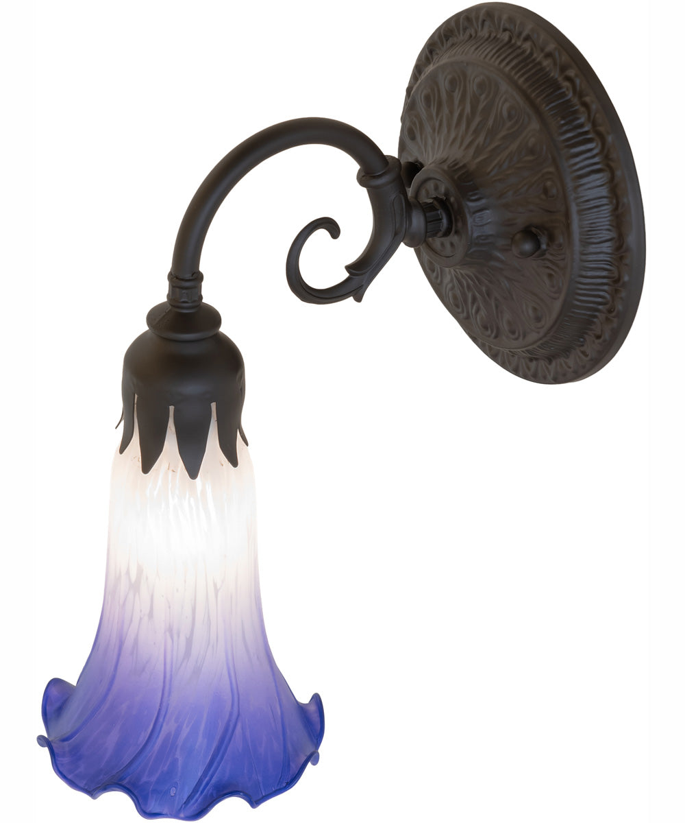 5.5" Wide Blue/White Tiffany Pond Lily Wall Sconce