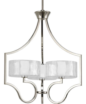 Caress 3-Light Clear Water Glass Luxe Chandelier Light Polished Nickel