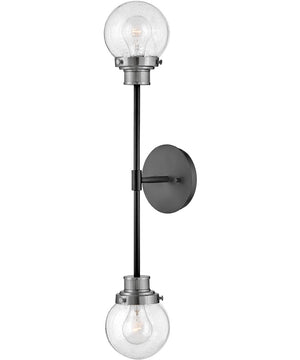 Poppy 2-Light Two Light Sconce in Black with Brushed Nickel accents
