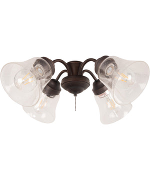 4 Light Fitter and Glass 4-Light LED Fan Light Kit Aged Bronze Brushed