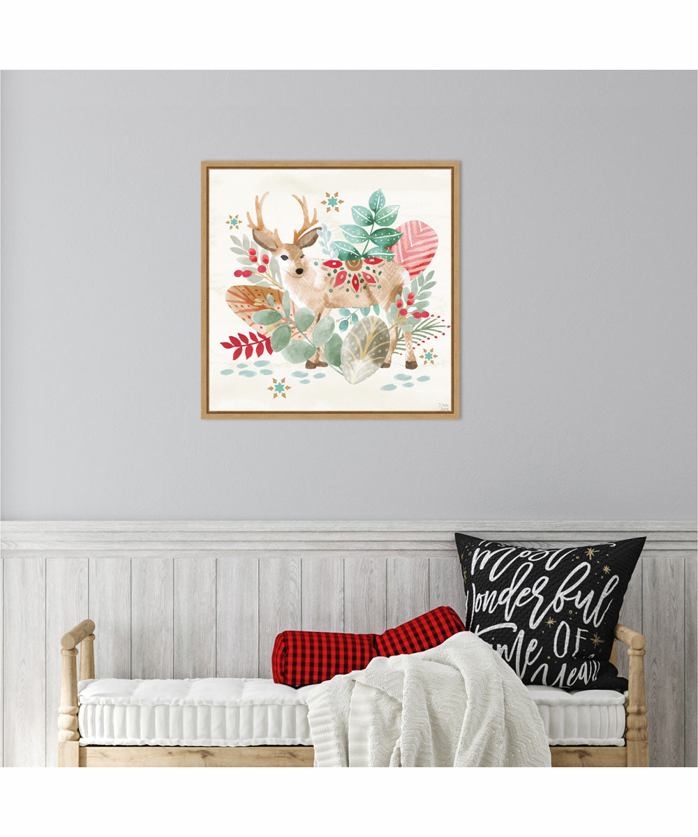 Framed Snowy Critters III by Dina June Canvas Wall Art Print (22  W x 22  H), Sylvie Maple Frame