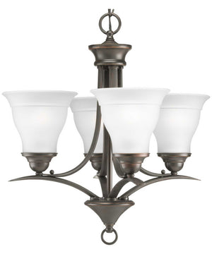 Trinity 4-Light Etched Glass Traditional Chandelier Light Antique Bronze