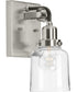 Rushton 1-Light Clear Glass Farmhouse Bath Vanity Light Brushed Nickel