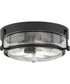 Harper 3-Light Small Flush Mount in Black with Clear Seedy glass