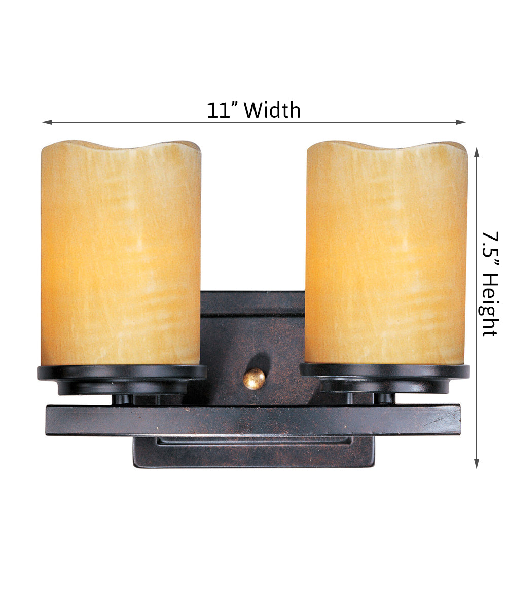 Luminous 11"W 2-Light Bath Vanity Light Fixture Rustic Ebony Finsh by Maxim