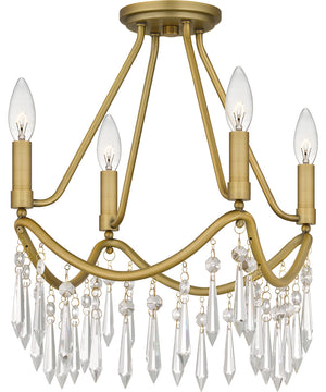 Airedale Small 4-light Semi Flush Mount Aged Brass