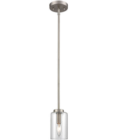 West End 1-Light Mini Pendant Brushed Nickel/Clear Glass