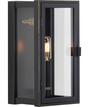 Stature 1-Light Clear Glass Transitional Style Small Outdoor Wall Lantern Oil Rubbed Bronze