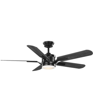 Claret 5-Blade Reversible Distressed Ebony/Grey Weathered Wood 54-Inch LED Transitional Ceiling Fan Black