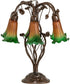 18" High Amber/Green Tiffany Pond Lily 6 Light Table Lamp