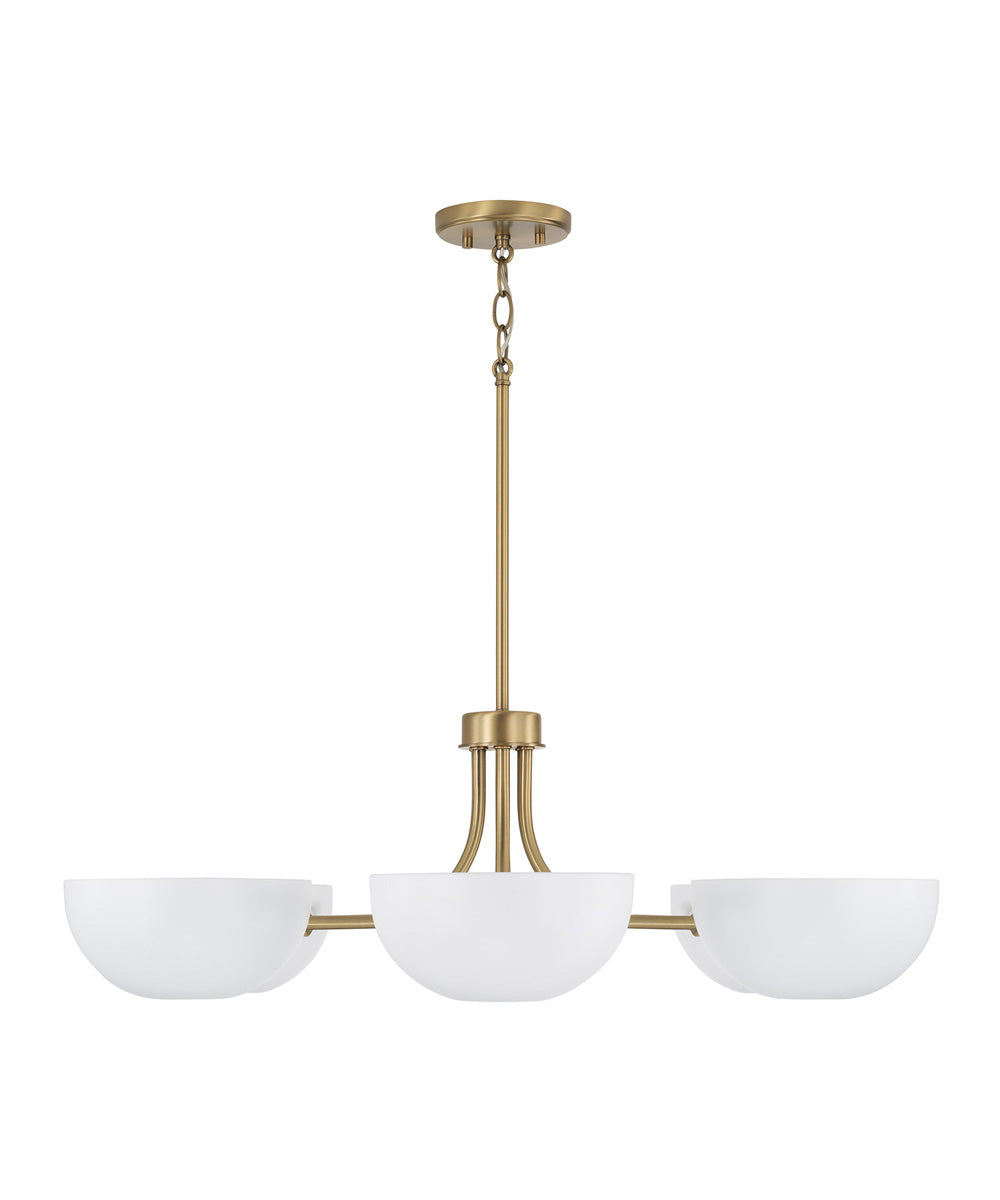 Reece 6-Light Chandelier Aged Brass and White