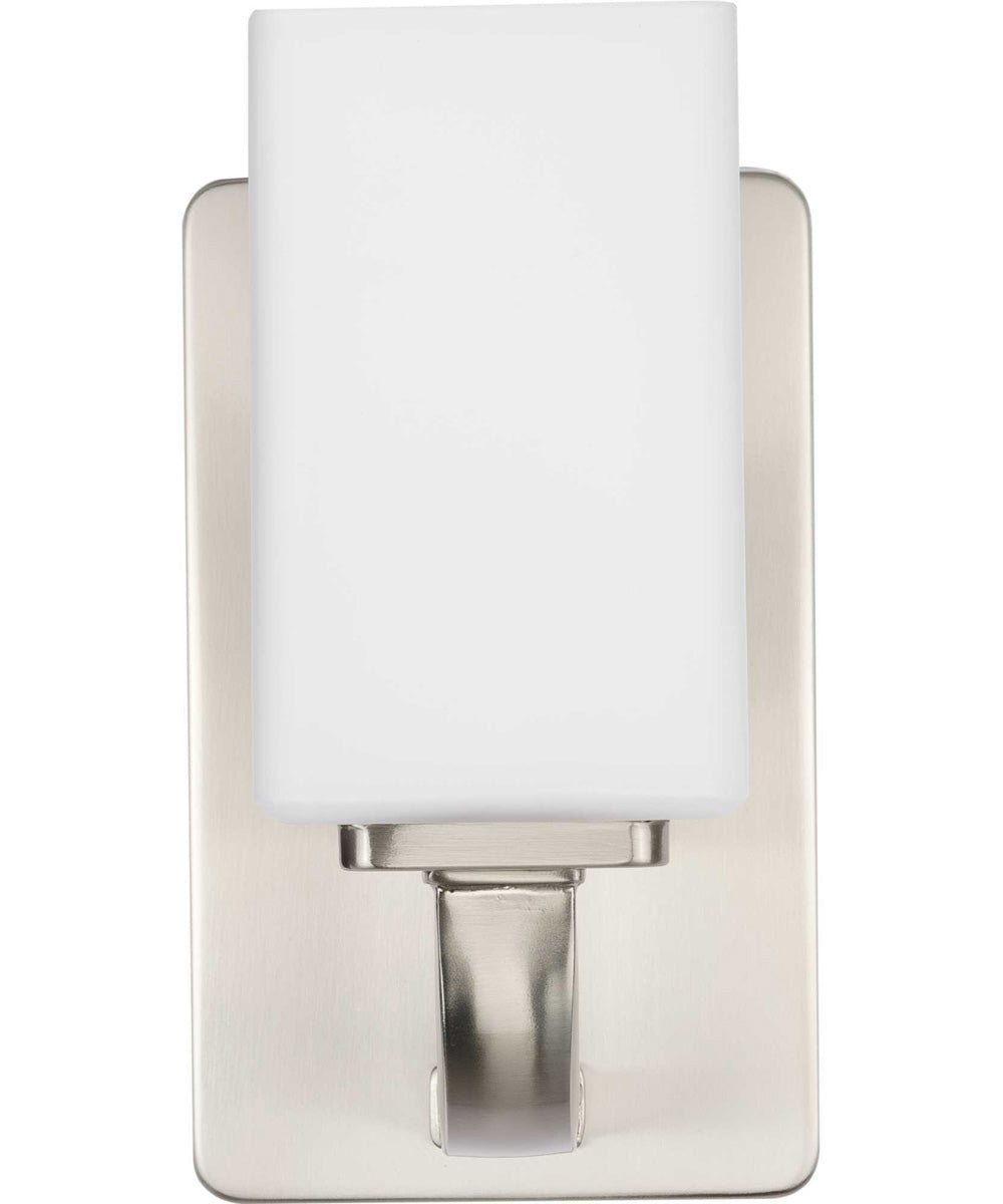 Cowan 1-Light Modern Etched Opal Glass Bath Vanity Light Brushed Nickel