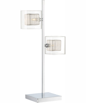 Dahl 2-Light Led 2-Light Table Lamp Chrome/Clear Glass Shade