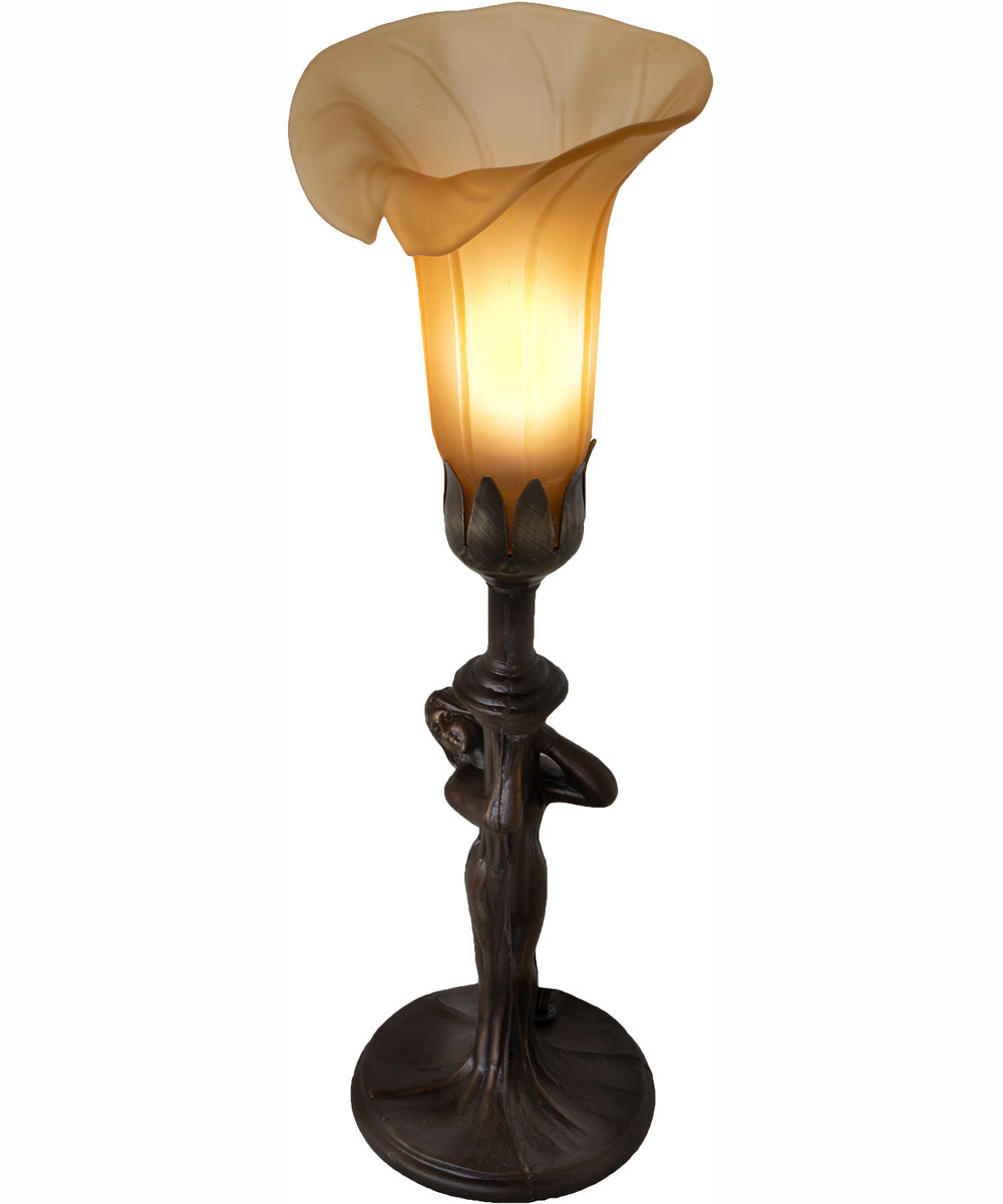 15" High Amber Tiffany Pond Lily Nouveau Lady Accent Lamp