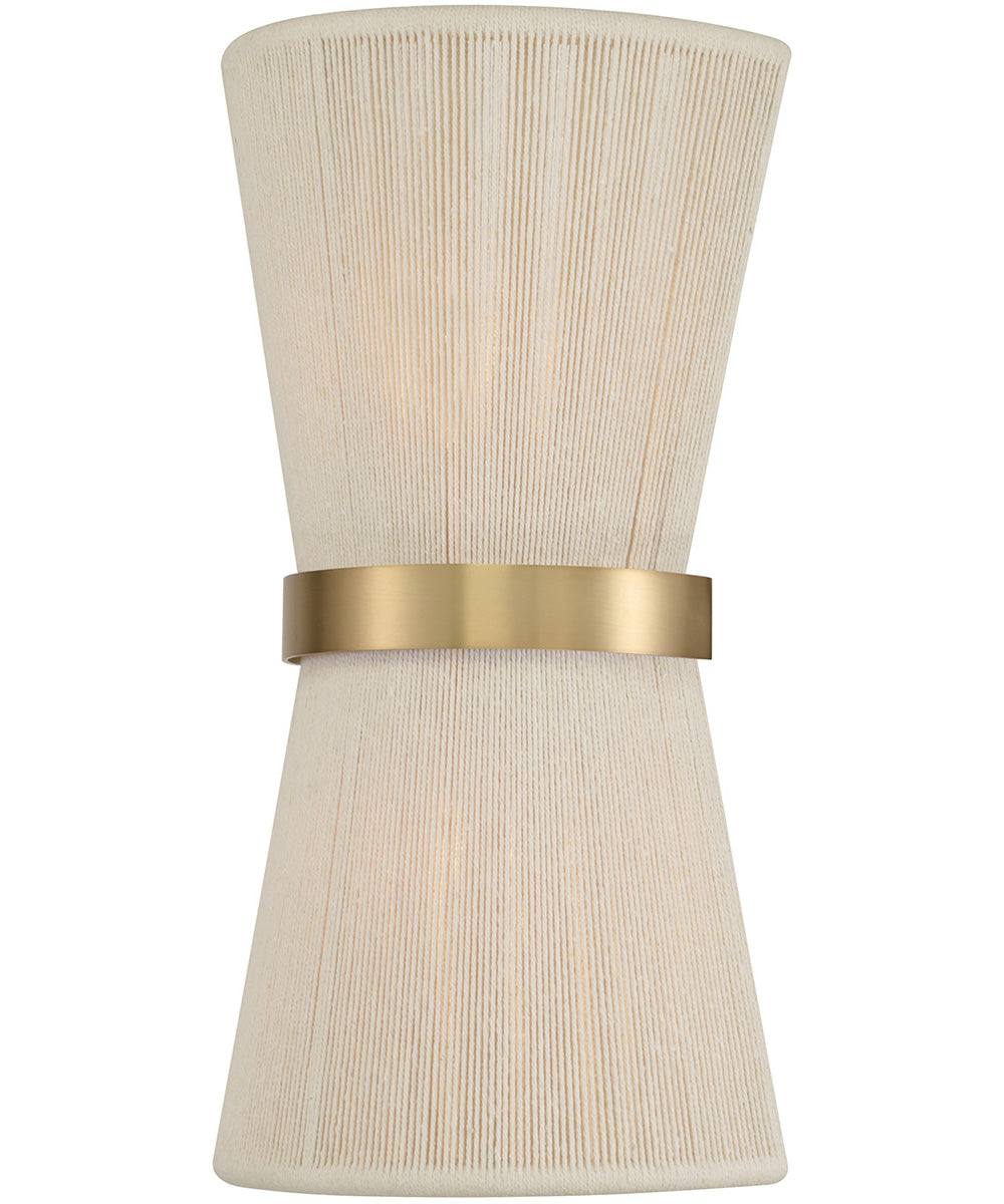 Cecilia 2-Light Sconce Bleached Natural Rope and Patinaed Brass