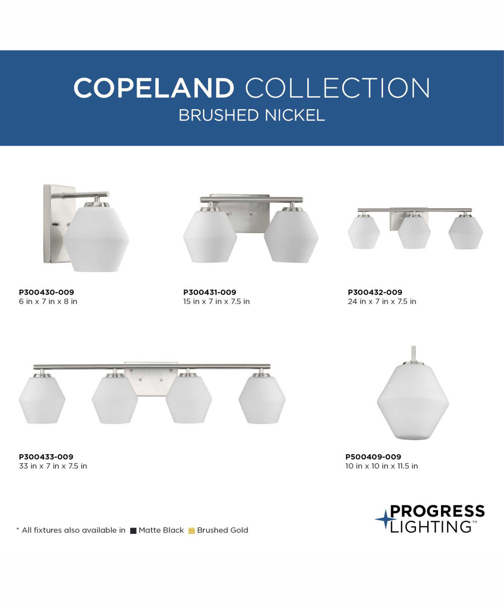 Copeland 3-Light Vanity Mid-Century Modern Vanity Light Brushed Nickel