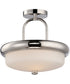 13"W Dylan 2-Light Close-to-Ceiling Polished Nickel / Satin White