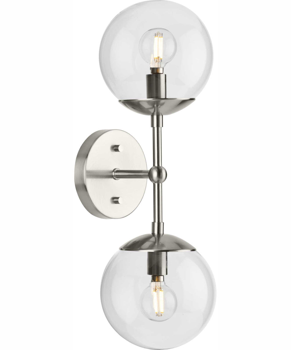 Atwell 2-Light Mid-Century Modern Wall Sconce Brushed Nickel