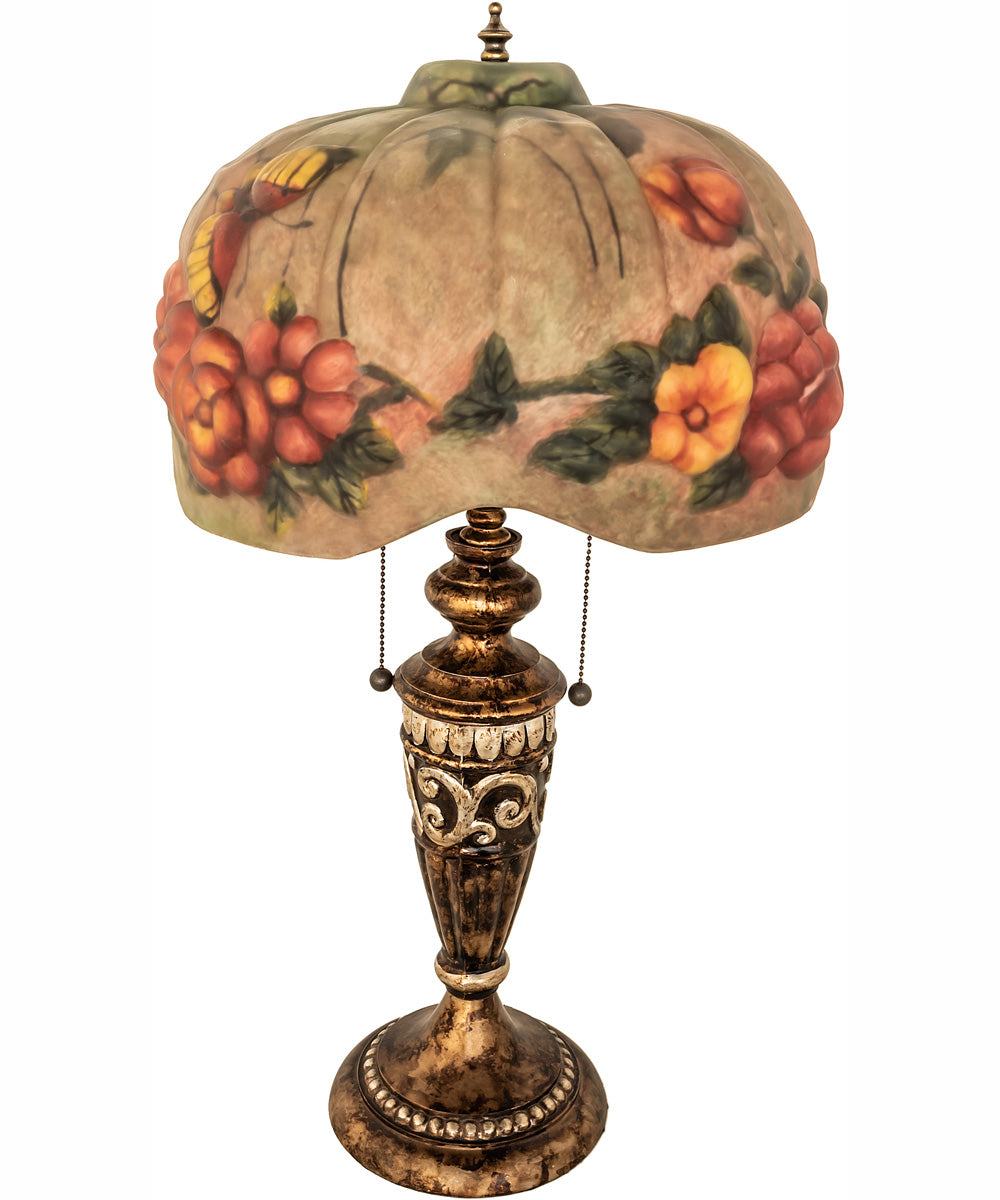 27" High Puffy Butterfly & Flowers Table Lamp