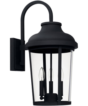 Dunbar 3-Light Outdoor Wall Mount In Black With Clear Glass