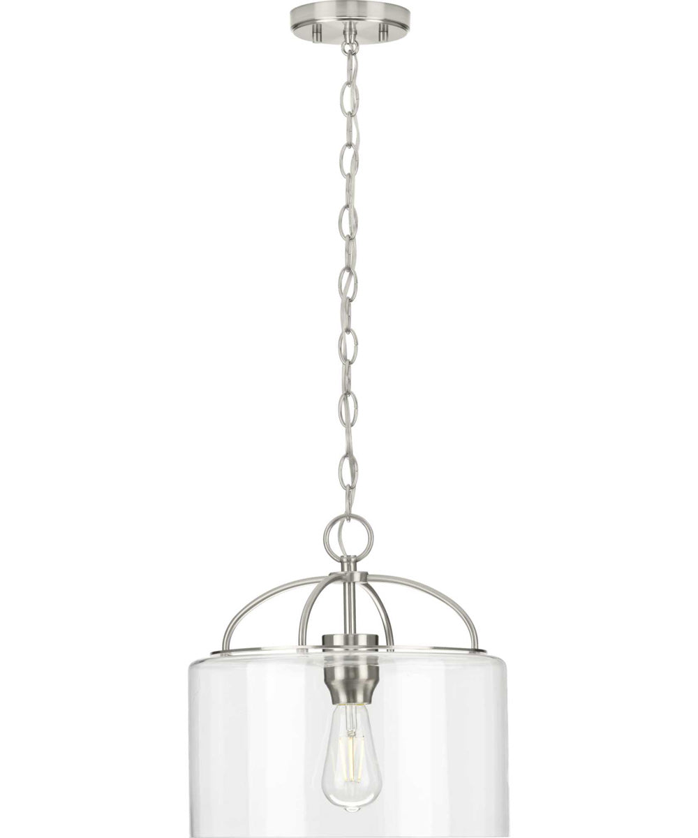 Leyden 1-Light Clear Glass Farmhouse Style Hanging Pendant Light Brushed Nickel