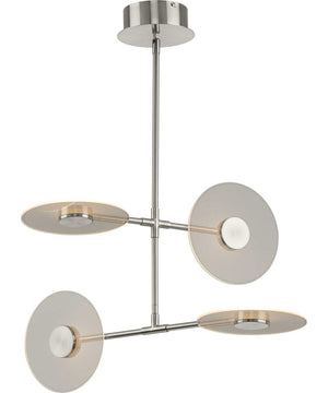 Spoke LED 4-Light Modern Style Hanging Chandelier Light Brushed Nickel