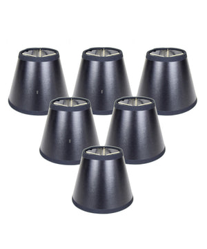 5"W x 4"H Set of 6 Black Parchment Silver-Lined Chandelier Lampshade