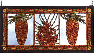 18"H x 36"W Pinecone Stained Glass Window