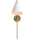 Bradley 1-Light Plug In Sconce Aged Brass and White, 7"W