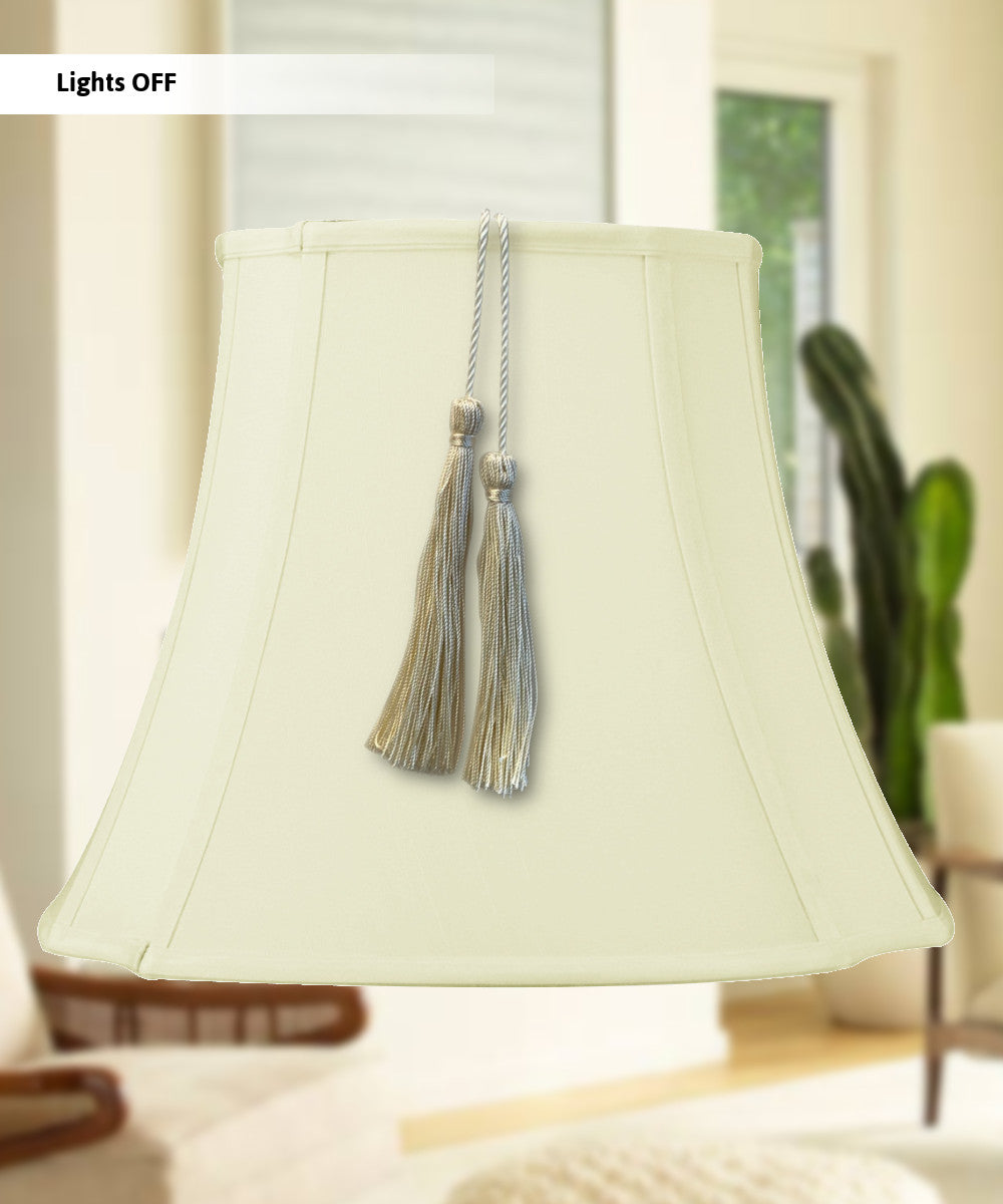 12"W x 12"H French Oval Piped Shantung Lamp Shade Tassel Eggshell
