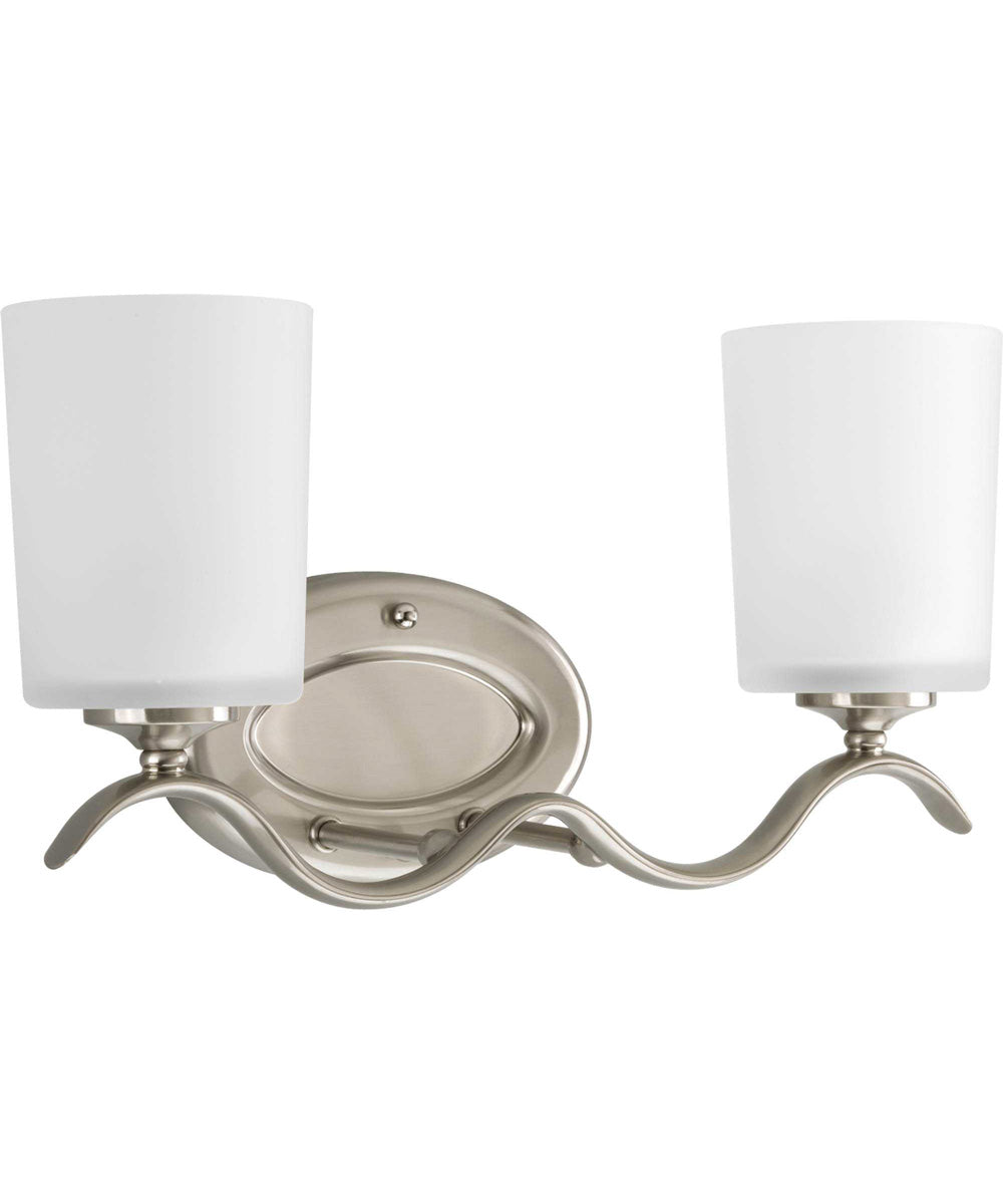 Inspire 2-Light Etched Glass Traditional Bath Vanity Light Brushed Nickel