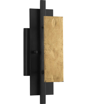 Lowery 1-Light Textured Black/Distressed Gold Wall Sconce Light Textured Black