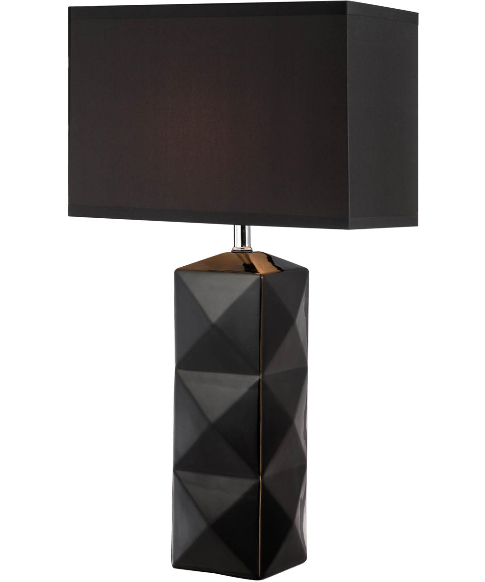 Robena 1-Light Ceramic Table Lamp Black/Black Fabric Shade