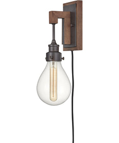 Denton 1-Light Single Light Plug In Swag Sconce in Industrial Iron, 6"W