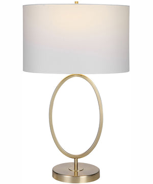 27"H 1-Light Table Lamp Metal in Golden Brass with an Oval Shade