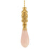 Rose Quartz Tear Drop Ceiling Fan Pull, 2.25"h with 12" Polished Brass Chain
